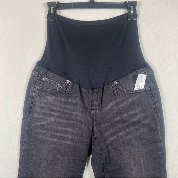 Gap Maternity New With Tags Full Panel Crop Flair Black Jeans Size 27R - Picture 8 of 12